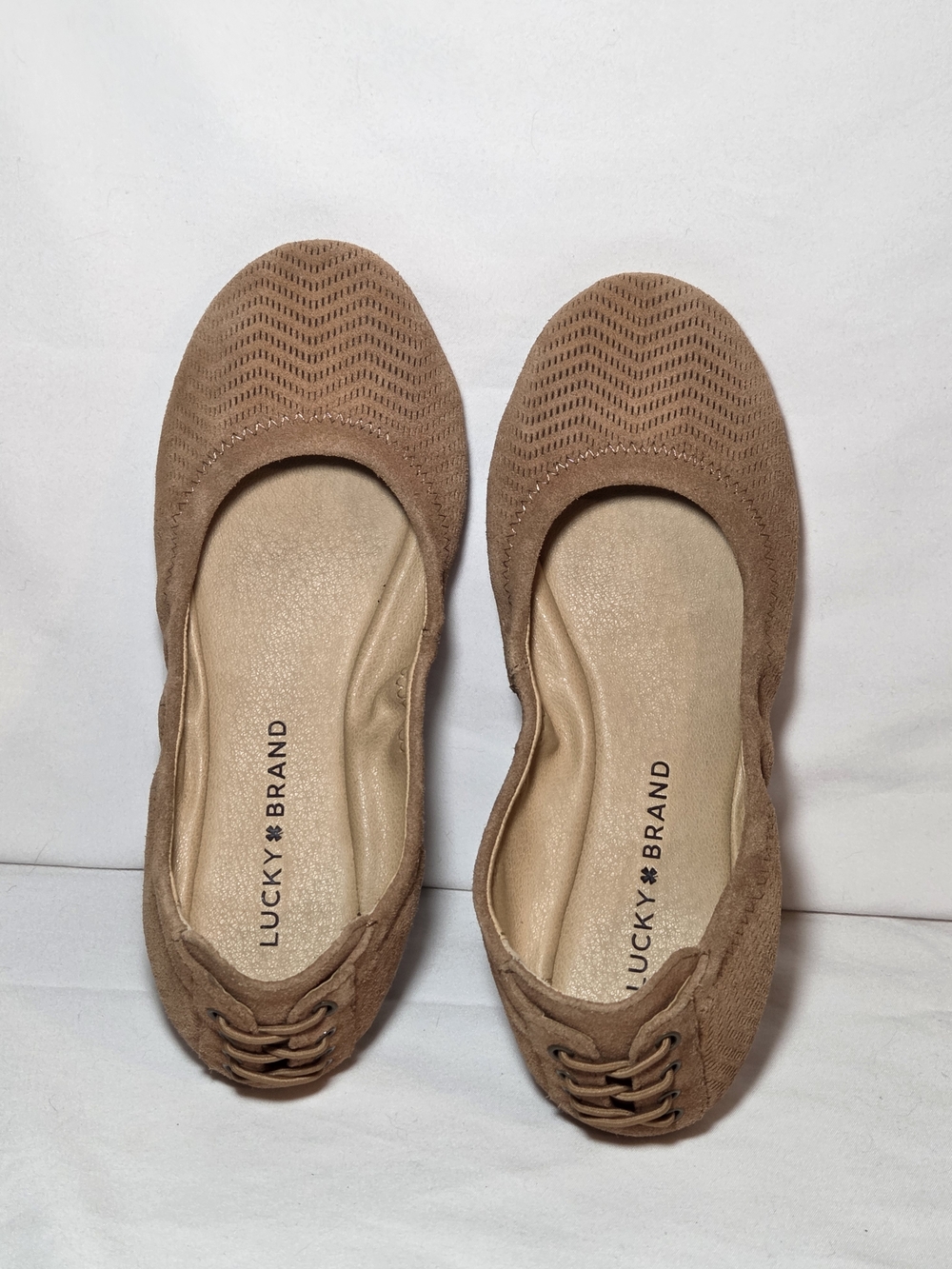Lucky Brand ECHO Women's Light Brown Perforated Ballet Flats